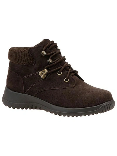 Wanderlust Boston Womens Ribbed Trim Cold Weather Winter Boots In Brown