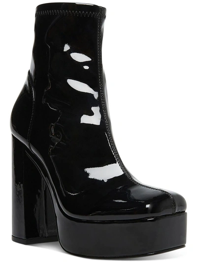 Steve Madden Overload Womens Patent Platform Ankle Boots In Black