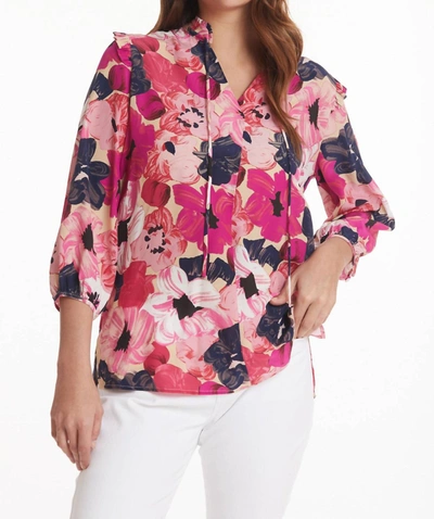 Tyler Boe Maggie Silk Floral Top In Watercolor In Pink