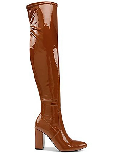 Wild Pair Bravy Womens Laceless Dressy Over-the-knee Boots In Brown