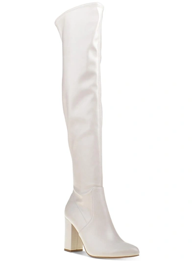 Wild Pair Bravy Womens Laceless Dressy Over-the-knee Boots In White
