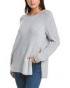Eileen Fisher Ballet Neck Alpaca-blend Pullover In Grey