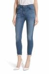 3X1 WOMEN W3 REMO FRINGED EDGES CROP SKINNY DENIM JEANS IN BLUE