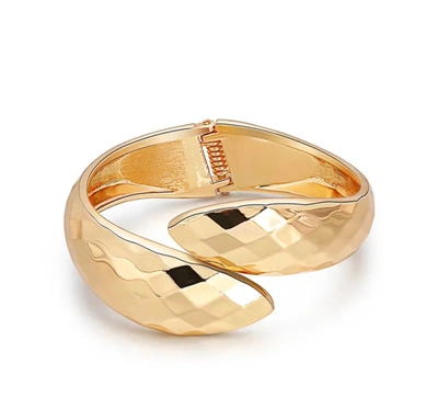 Liv Oliver 18k Gold Faceted Cuff Bangle