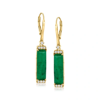 Ross-simons Emerald And . White Topaz Drop Earrings In 18kt Gold Over Sterling In Green