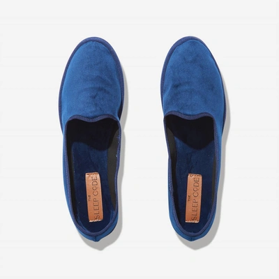 The Sleep Code Luna Velvet Slipper In Navy In Blue