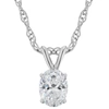POMPEII3 1/2CT CERTIFIED LAB GROWN OVAL DIAMOND SOLITAIRE PENDANT 14K WHITE GOLD NECKLACE