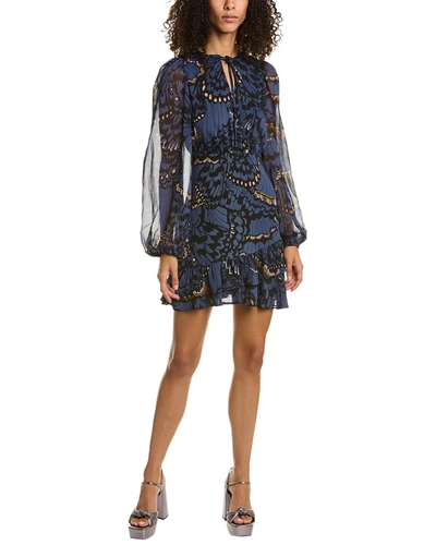 Ted Baker Pollei Butterfly-print Woven Mini Dress In Navy