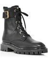 Stuart Weitzman Ultra Womens Pull On Faux Leather Combat & Lace-up Boots In Black