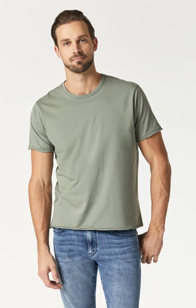 Mavi Raw Edge Neck T-shirt In Agave Green