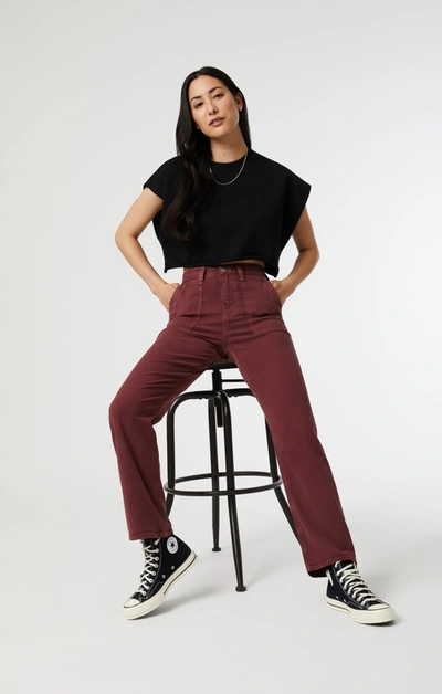 Mavi Shelia Front Pocket Straight In Port Luxe Twill In Red