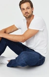 Mavi Zach Straight Leg Jeans In Dark Feather Blue In Dark Blue