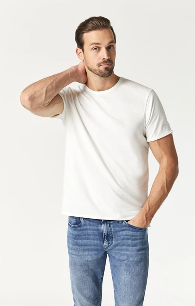 Mavi Raw Edge Neck T-shirt In Blanc De Blanc In White