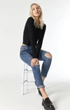 Mavi Ada Boyfriend Jeans In Mid Ripped Recycle Blue In Medium Blue