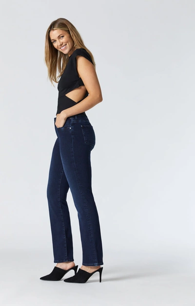 Mavi Kendra Straight Leg Jeans In Ink Brushed Indigo Move In Dark Blue