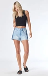 Mavi Rosie High-rise Boyfriend Shorts In Light Blue Blocking In Light Blue