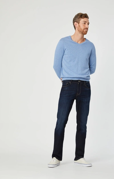 Mavi Zach Straight Leg In Rinse Brushed Williamsburg In Dark Blue