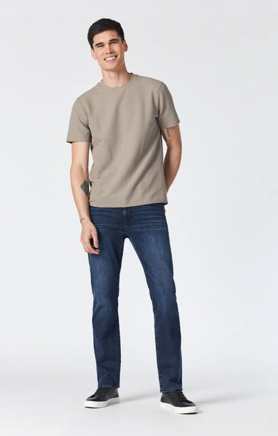 Mavi Zach Straight Leg In Mid Tonal Ink Williamsburg In Dark Blue