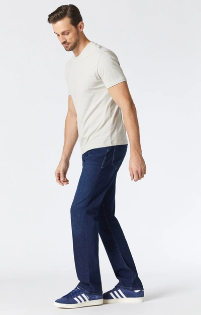 Mavi Matt Mid Rise Relaxed Straight Leg In Deep Brushed Williamsburg In Dark Blue