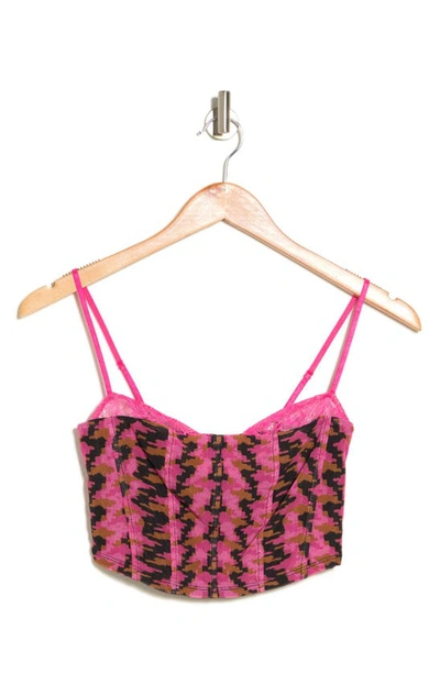 Afrm Nolan Corset In Pink Herringbone