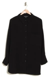 ADRIANNA PAPELL LONG SLEEVE BUTTON-UP TUNIC SHIRT