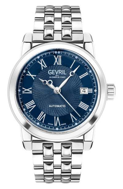 Gevril Men's Madison Swiss Automatic Silver-tone Stainless Steel Watch 39mm