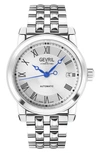 GEVRIL MADISON STAINLESS STEEL BRACELET WATCH, 39MM