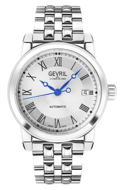 Gevril Men's Madison Swiss Automatic Silver-tone Stainless Steel Watch 39mm