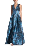 SACHIN & BABI BROOKE FLORAL MIKADO GOWN