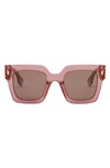 Fendi Roma Pink Square Acetate Sunglasses In Shiny Pink Bordeaux