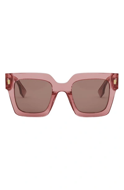 Fendi Roma Pink Square Acetate Sunglasses In Shiny Pink Bordeaux