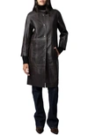 Zadig & Voltaire Mira Leather Coat In Chocolate