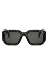 Fendi Shadow Acetate Rectangle Sunglasses In Matte Black Smoke