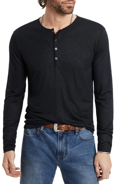 John Varvatos Hayes Regular Fit Cotton Blend Long Sleeve Henley In Black