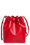 Mansur Gavriel Mini Leather Bucket Bag In Red/ Black