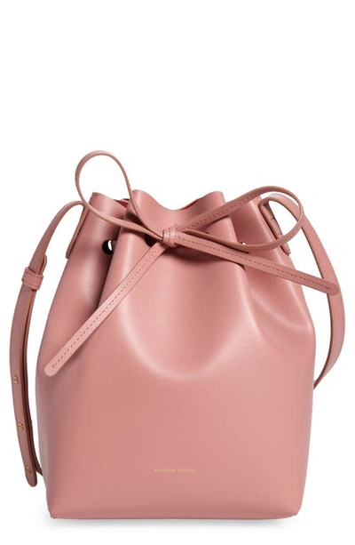 Mansur Gavriel Mini Bucket Apple Faux Leather Bag In Rose/ Bordeaux