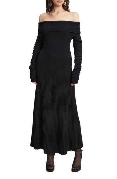 Bardot Marta Pleated Knit Dress In Black