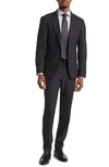Hugo Boss Slim-fit Three-piece Suit In Stretch Virgin Wool In Black