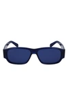 Ferragamo 57mm Rectangular Sunglasses In Transparent Blue