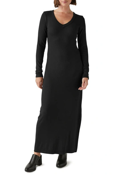 Michael Stars Fowler Ribbed Maxi Dress With Slit In Black