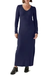 Michael Stars Fowler Ribbed Maxi Dress With Slit In Nocturnal