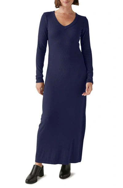 Michael Stars Fowler Ribbed Maxi Dress With Slit In Nocturnal