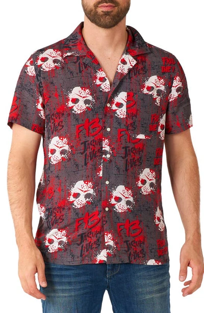 OPPOSUITS FRIDAY THE 13TH SHORT SLEEVE BUTTON-UP SHIRT
