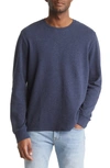 Frame Cotton Duofold Long Sleeve Cotton T-shirt In Heather Midnight Navy