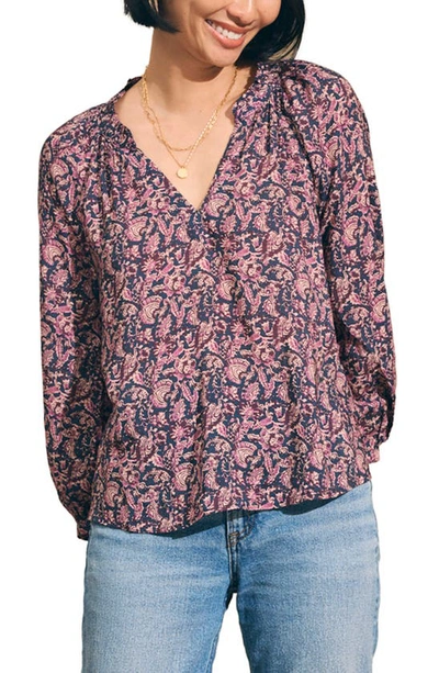 Faherty Portia Top In Fiona Block Print