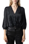 Zadig & Voltaire Cropped Wrap Top In Black