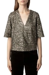 Zadig & Voltaire Sequinned V-neck T-shirt In Bronze