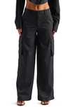 Naked Wardrobe Keep It Casual Wide Leg Cargo Pants In Black