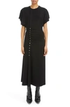 Rabanne Button-embellished Stretch-twill Midi Dress In Black