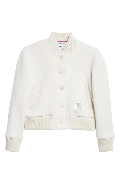 Thom Browne Rwb-stripe Bomber Jacket In White